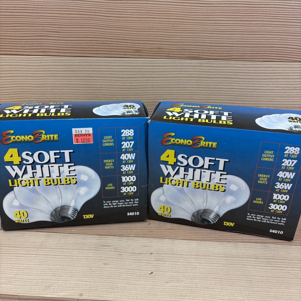 Vintage- Old Style- Soft White 40 Watt Light Bulbs Sealed 8 Bulbs